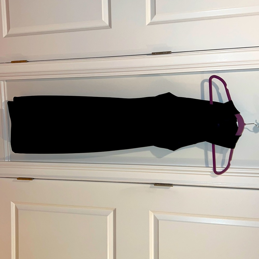 Rachel black form fitting high neck dress